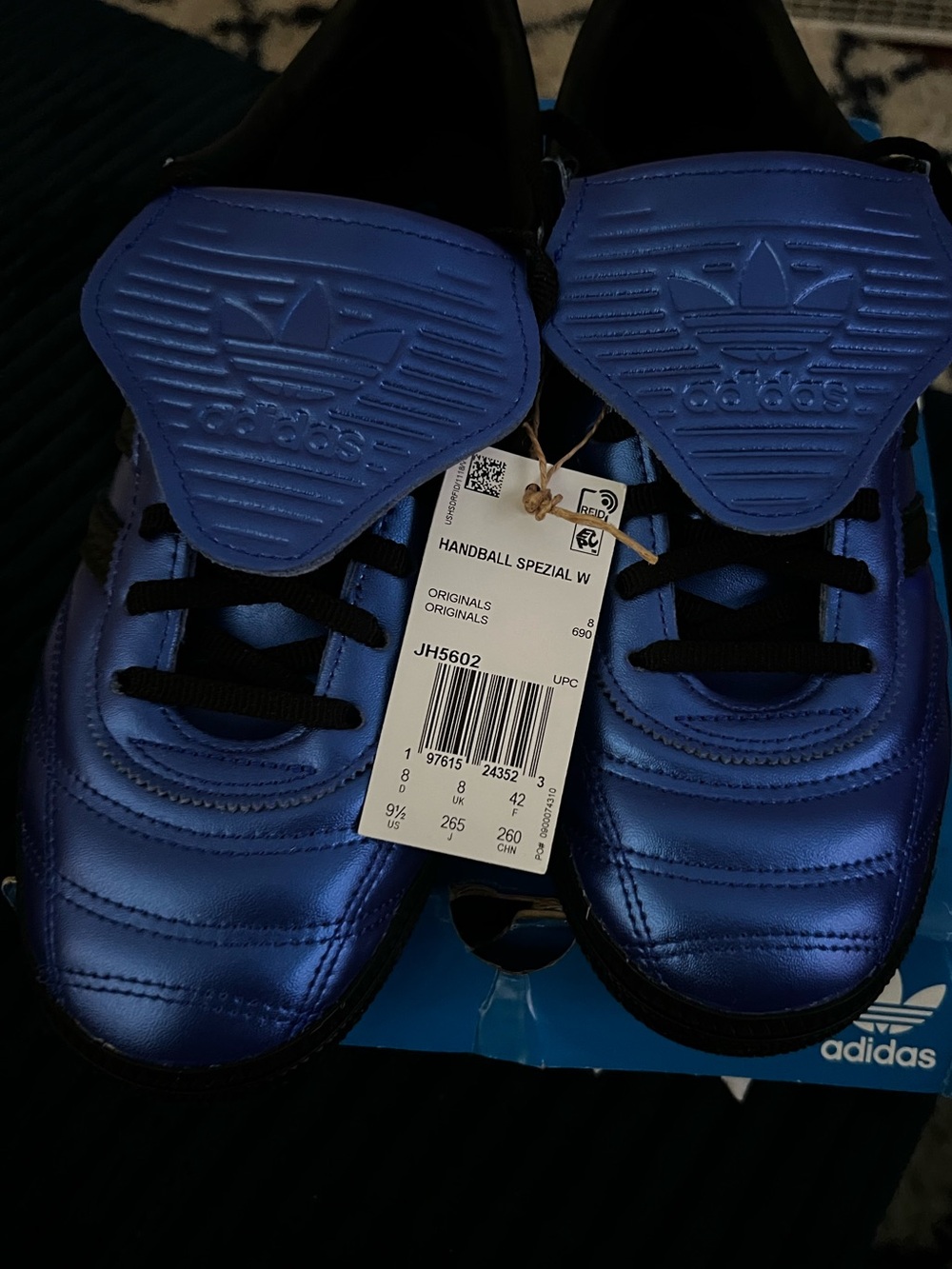 adidas Handball Spezial W Metallic Blue Sneakers with Black Laces - Picture 2 of 7